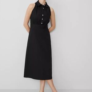 Ann Taylor NWOT Black Sleeveless Flare Shirtdress